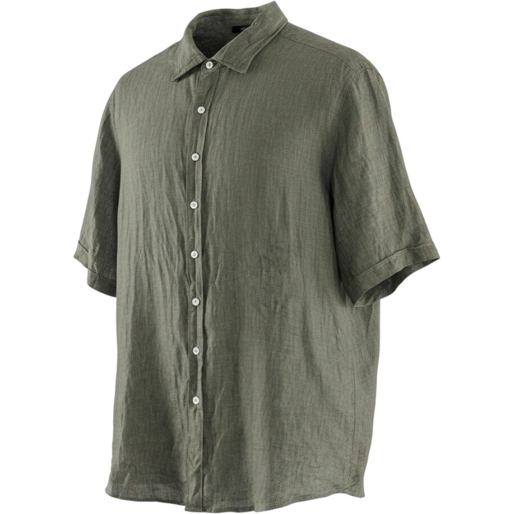 Rodd & Gunn Shirt Mens 2XL Olive Green Italian Linen Short Sleeve Original Fit